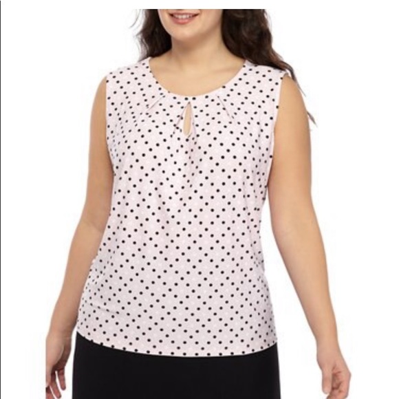 Kasper Tops - Kasper Plus Size Multi Dot Tank Size 1X